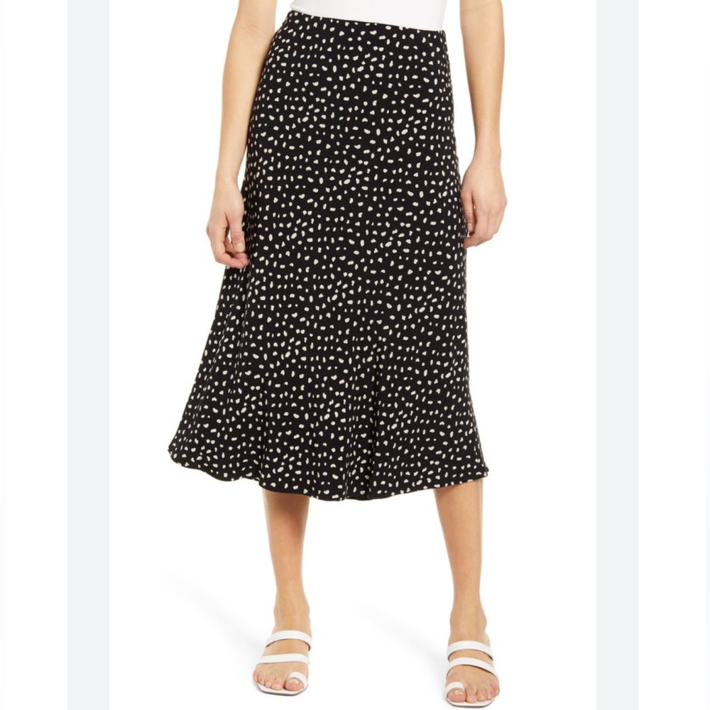 Rails Anya Black/Ivory Spots Midi Skirt Size Xs